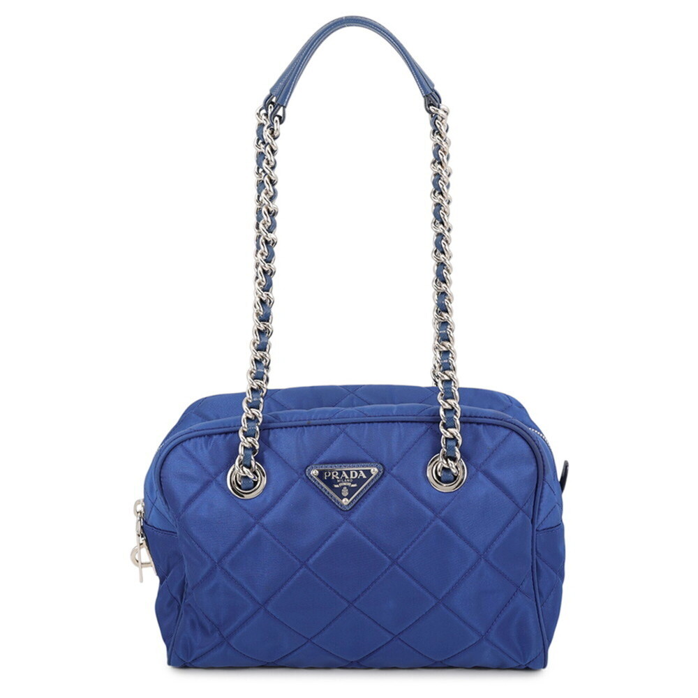 Prada Chain Shoulder Bag Triangle Quilted Nylon 1BB072 PRADA Handbag